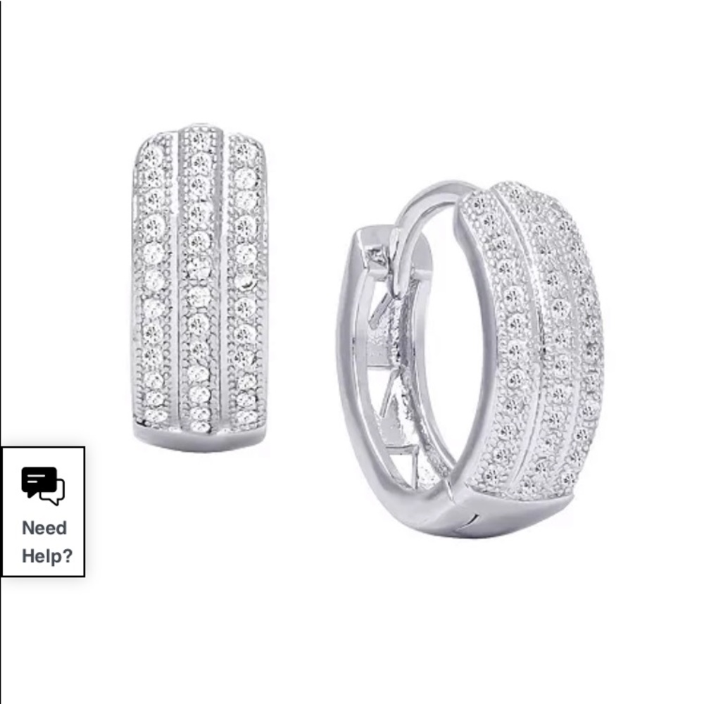 Beautiful 3 row huggie hoop earrings. CZ.